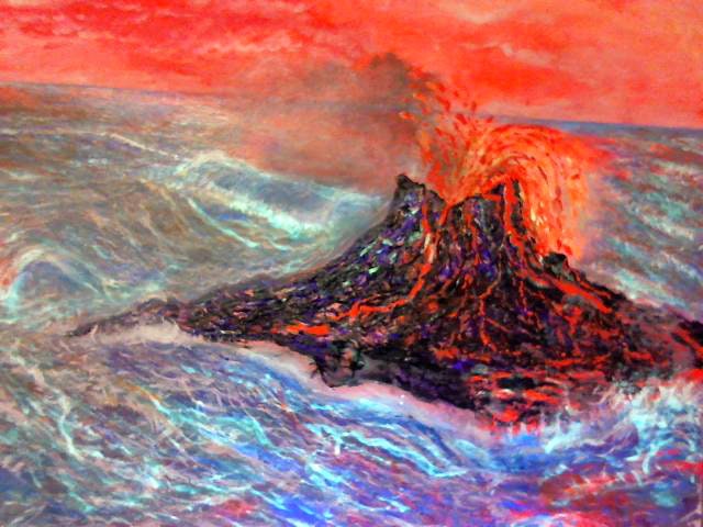 ORIGINAL ART Painting Volcano 1 2 3