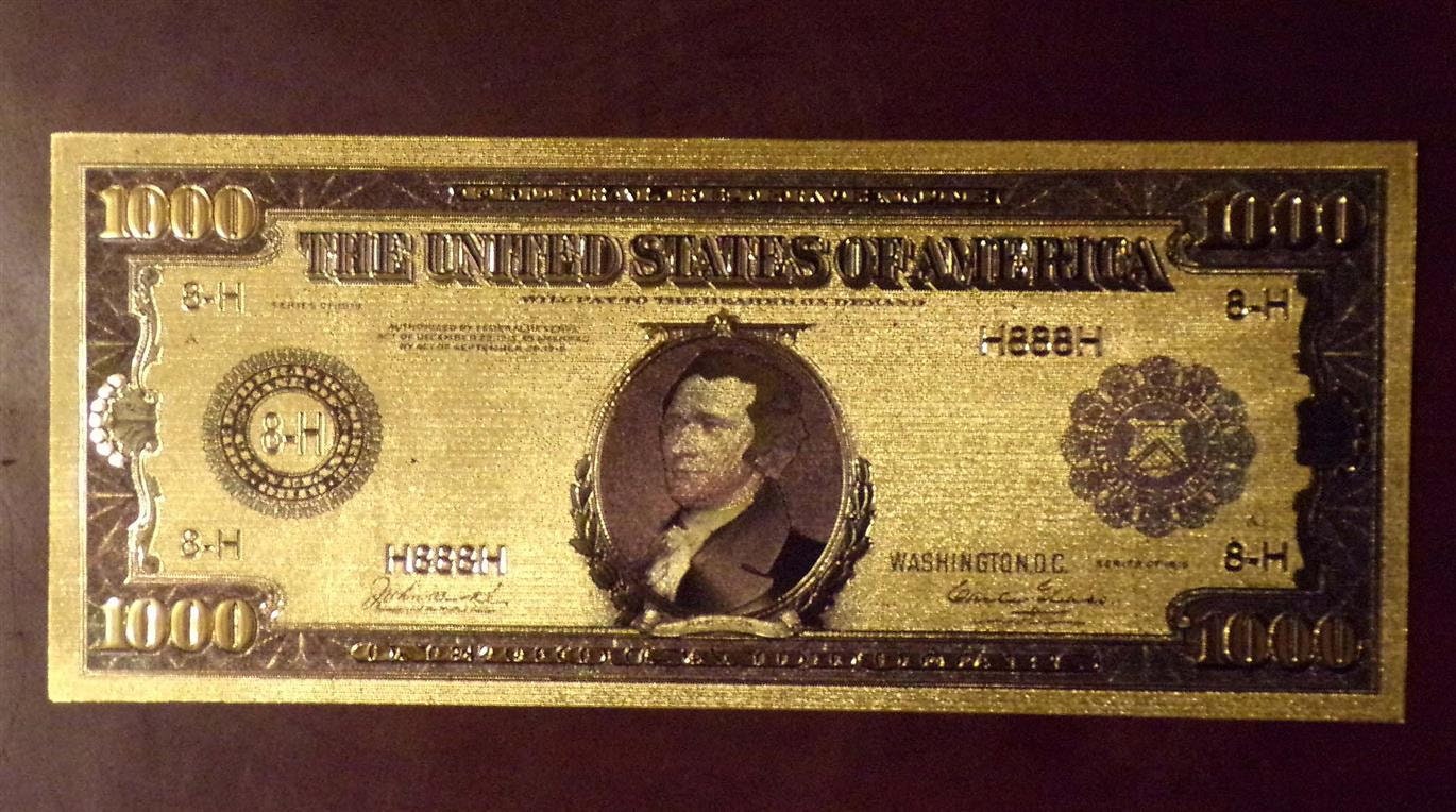1000 dollar Gold Foil Hamilton