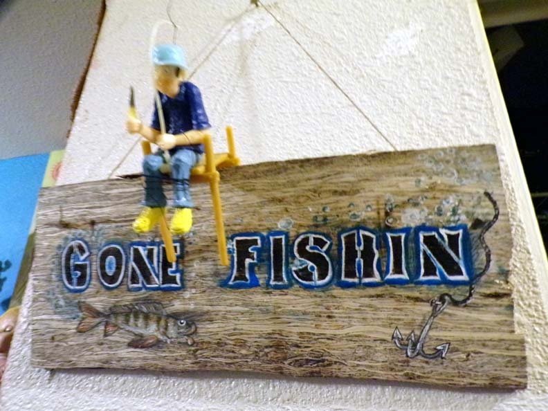 Gone Fishin Hemp Wood Sign