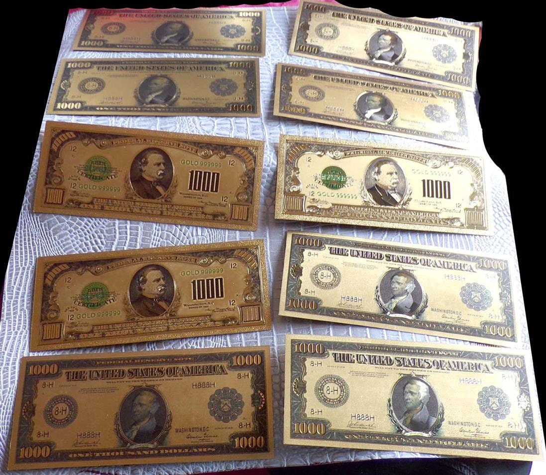 gold foil certificates 10,000 DOLLARS