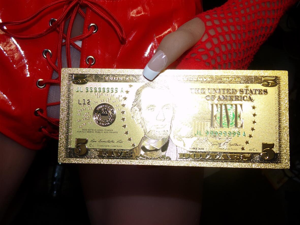 THE POWER OF 5 gold foil 5 dollar bill