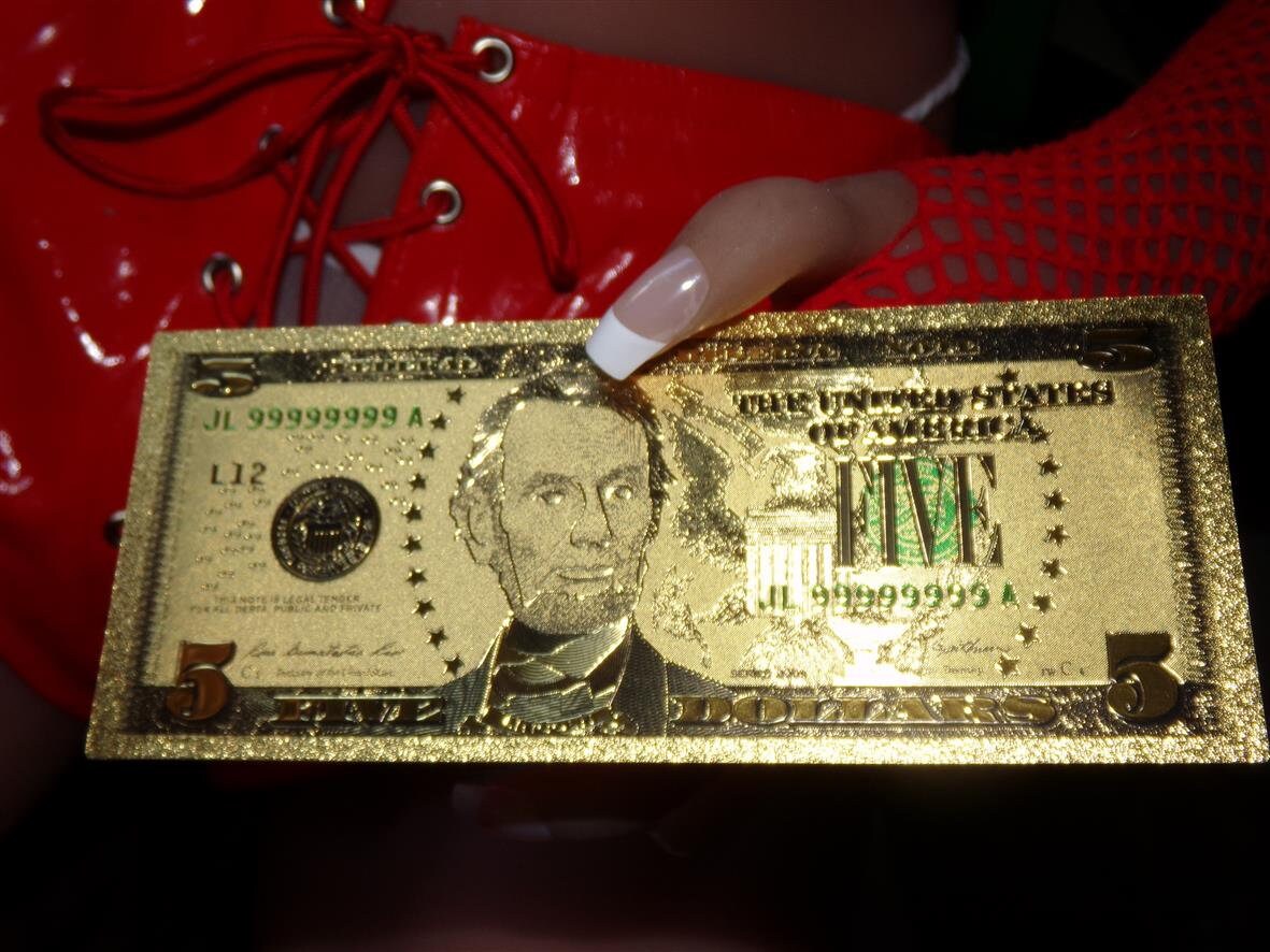 THE POWER OF 5 gold foil 5 dollar bill