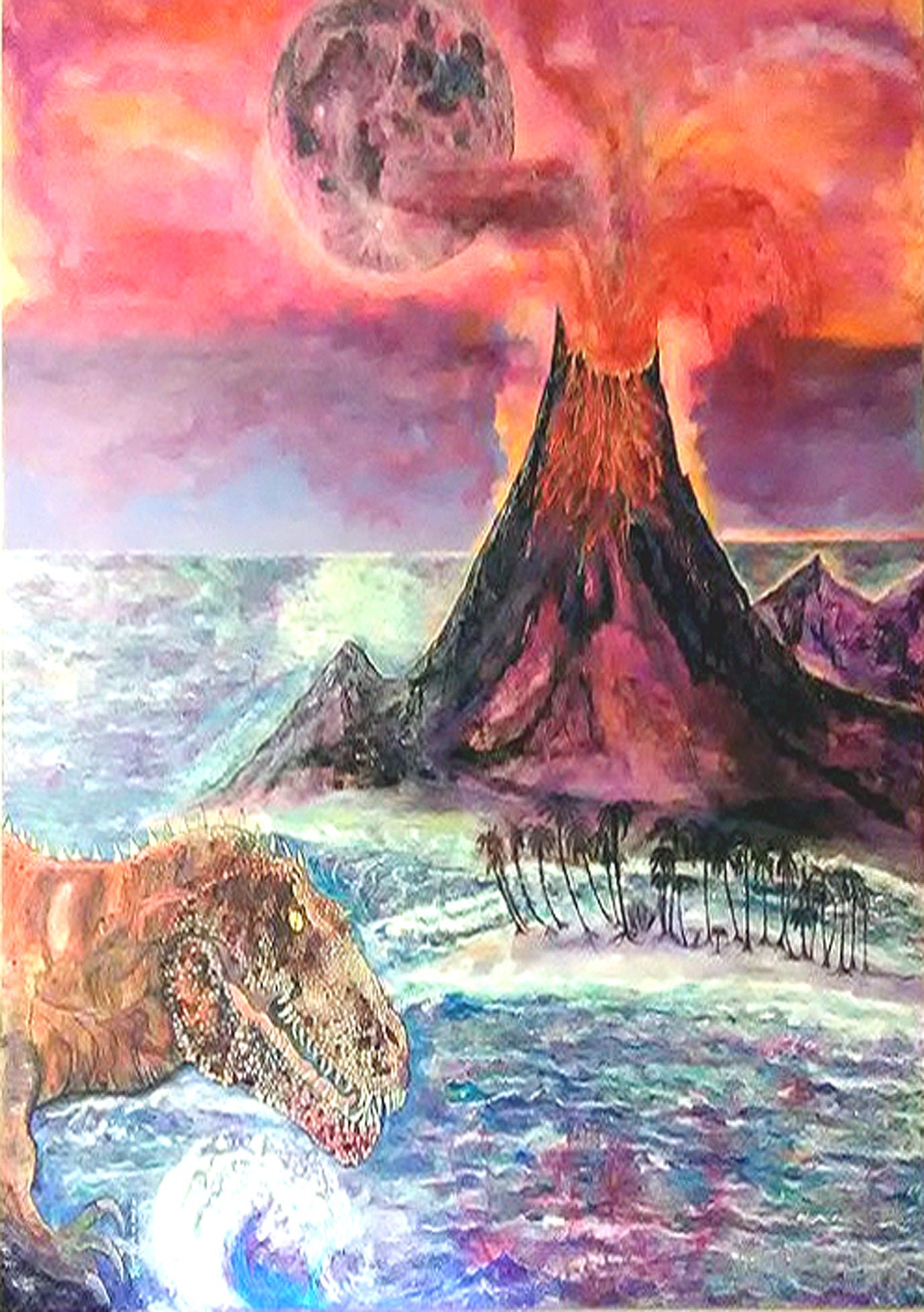 ORIGINAL ART Painting Volcano 1 2 3