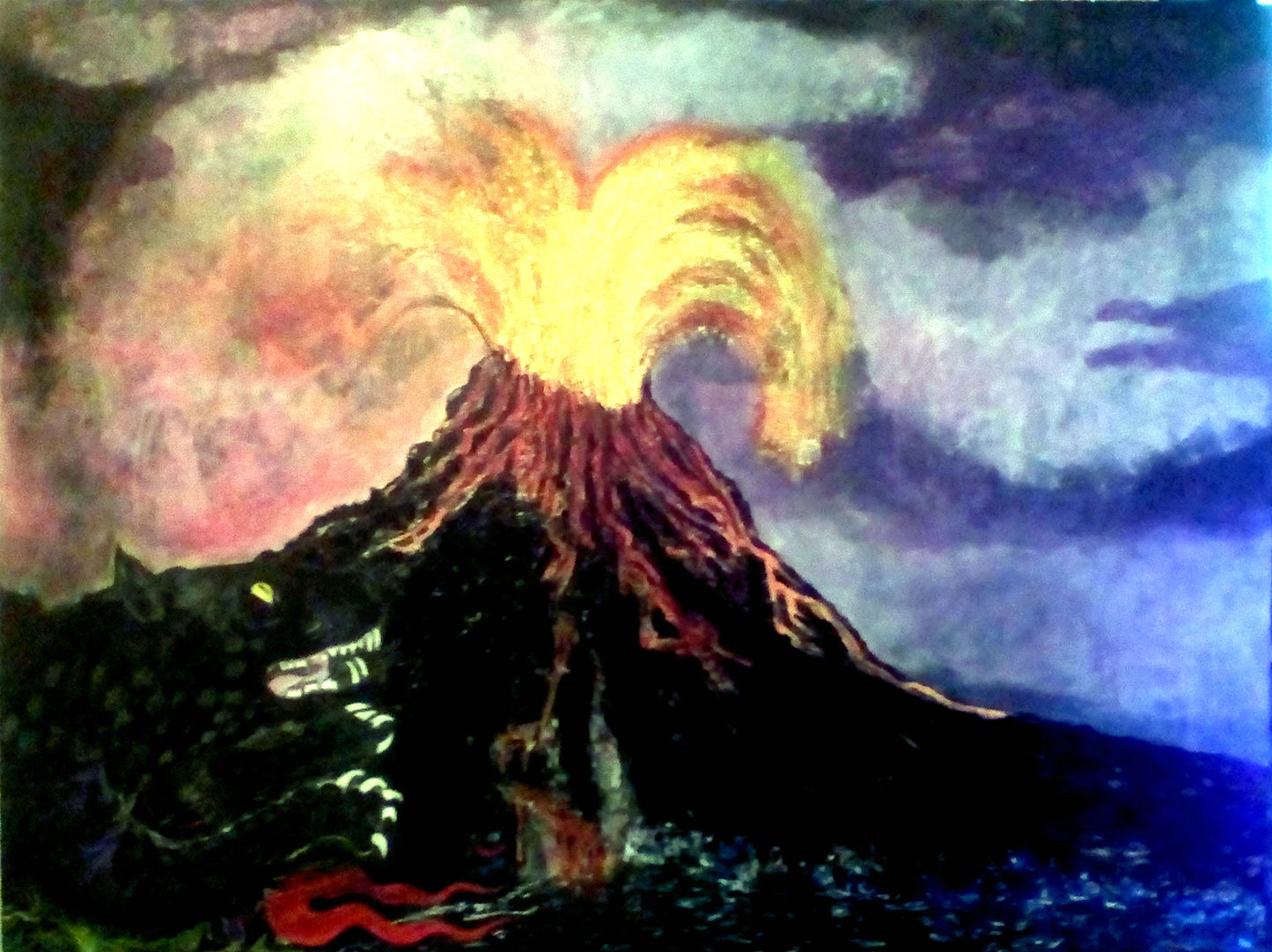 ORIGINAL ART Painting Volcano 1 2 3
