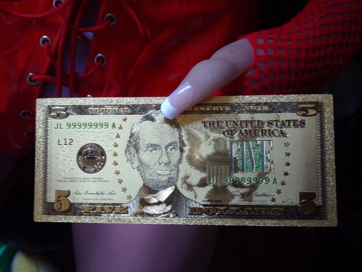 THE POWER OF 5 gold foil 5 dollar bill