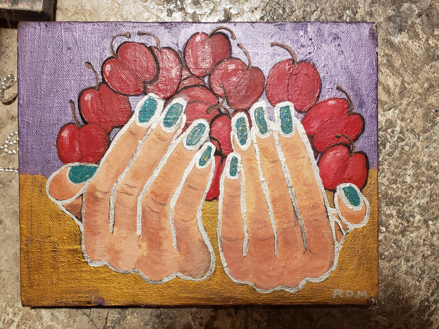 Cherry Bounty original acrylic enamel painting