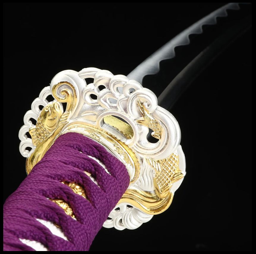 Handmade Japanese Samurai Sword 1060 Carbon Steel With Purple Handle