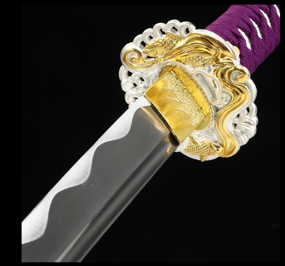 Handmade Japanese Samurai Sword 1060 Carbon Steel With Purple Handle