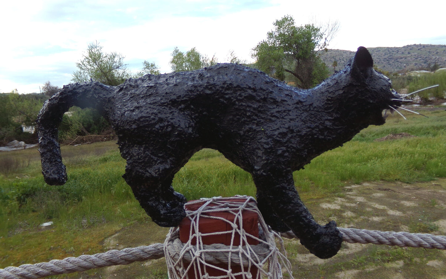 Scare D Cat. Hemp Sculpture