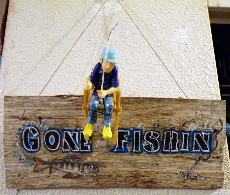Gone Fishin Hemp Wood Sign