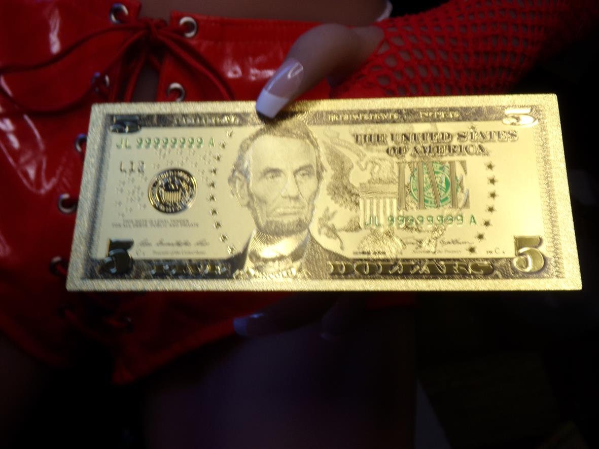 THE POWER OF 5 gold foil 5 dollar bill