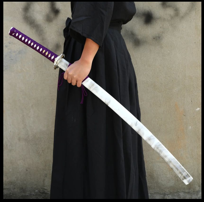 Handmade Japanese Samurai Sword 1060 Carbon Steel With Purple Handle