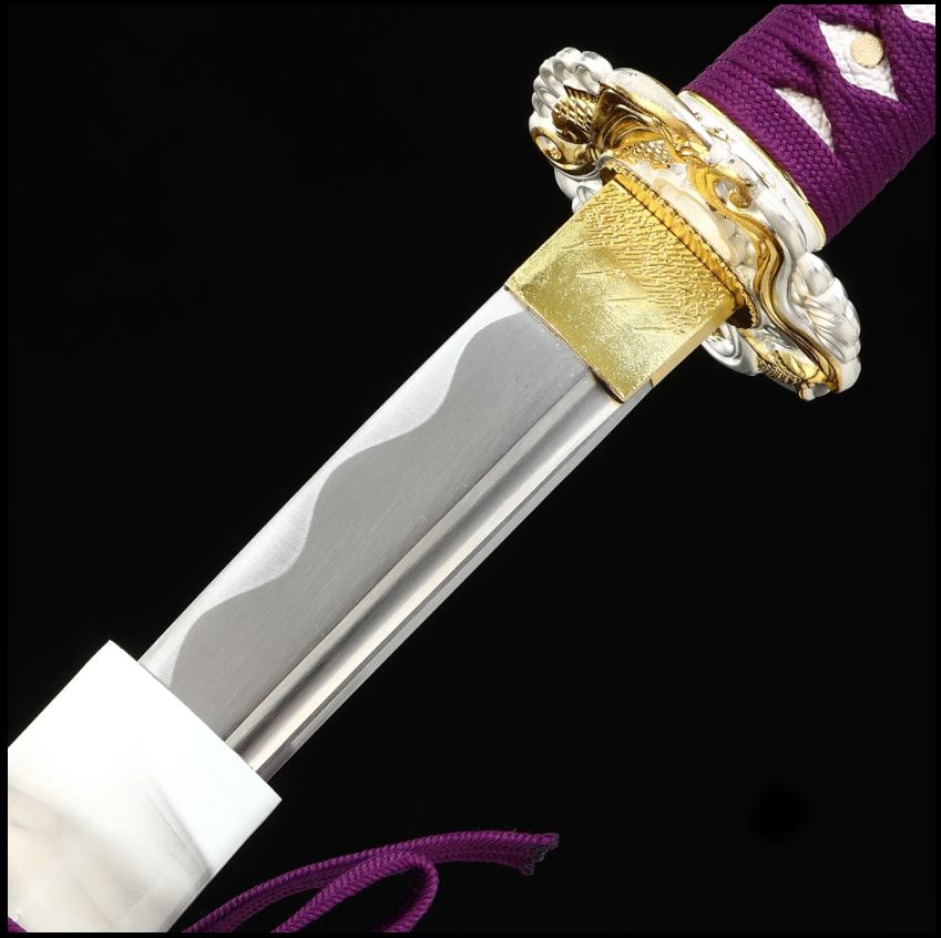 Handmade Japanese Samurai Sword 1060 Carbon Steel With Purple Handle