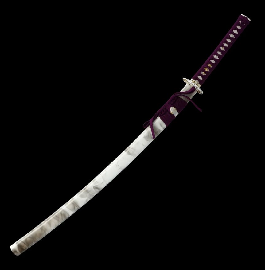 Handmade Japanese Samurai Sword 1060 Carbon Steel With Purple Handle