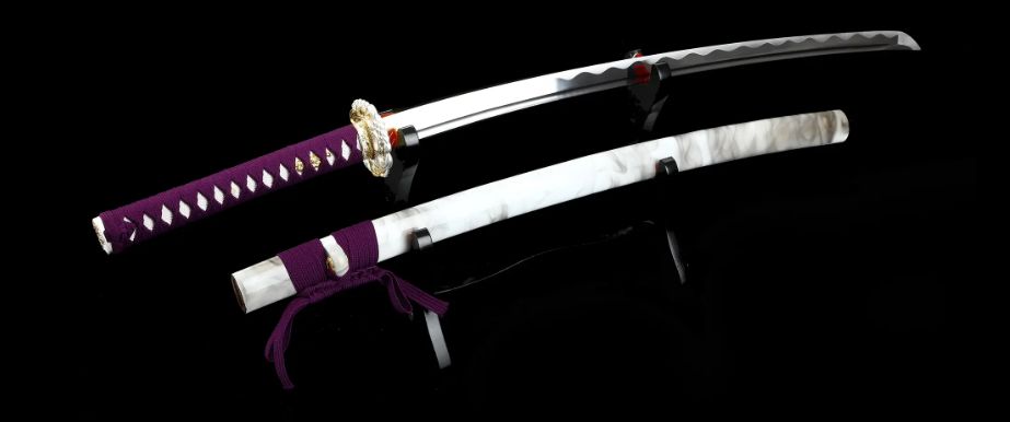 Handmade Japanese Samurai Sword 1060 Carbon Steel With Purple Handle