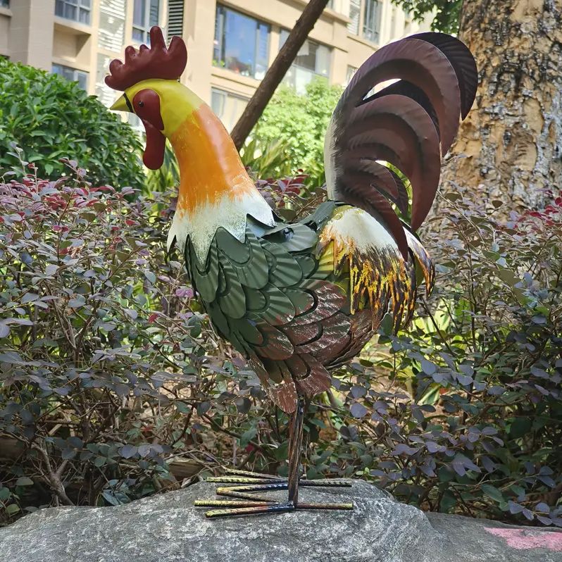 Metal Rooster Statue