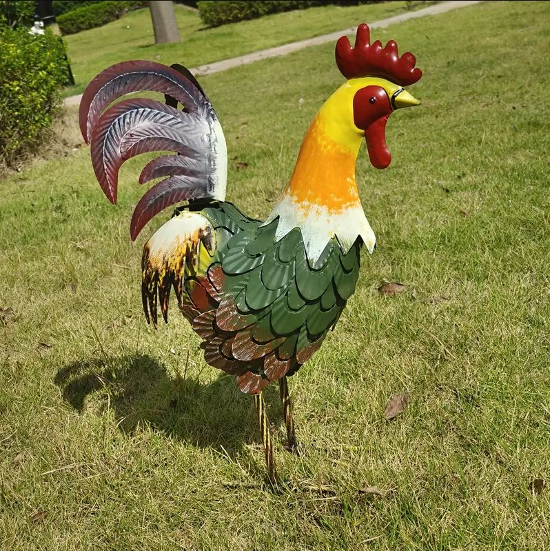 Metal Rooster Statue