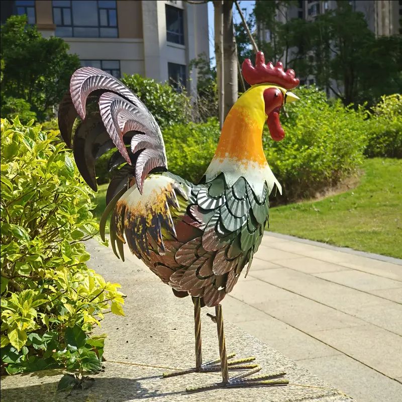 Metal Rooster Statue