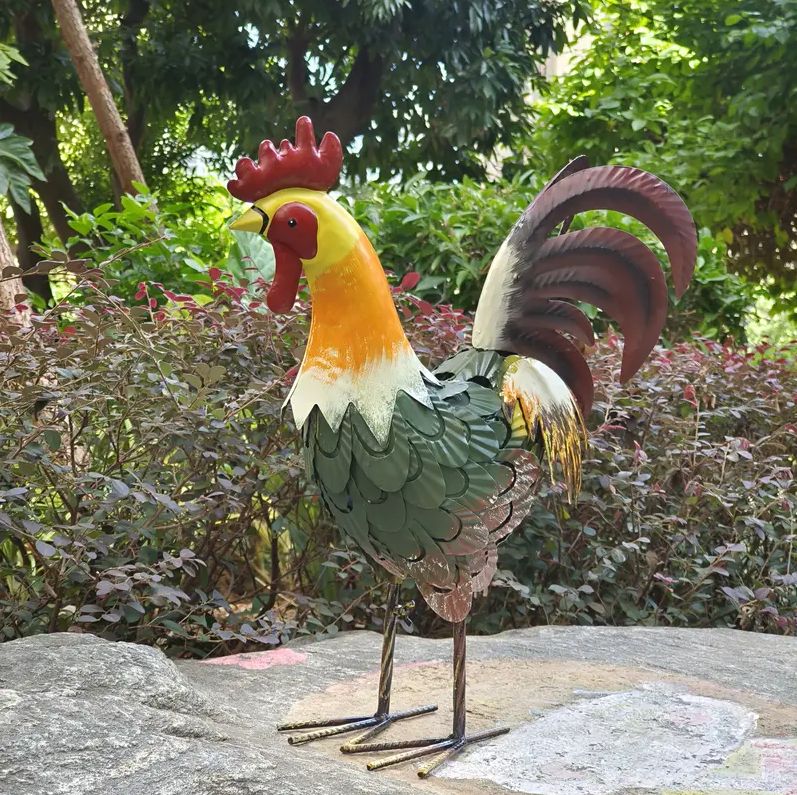 Metal Rooster Statue