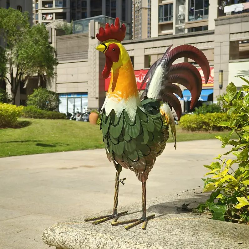 Metal Rooster Statue