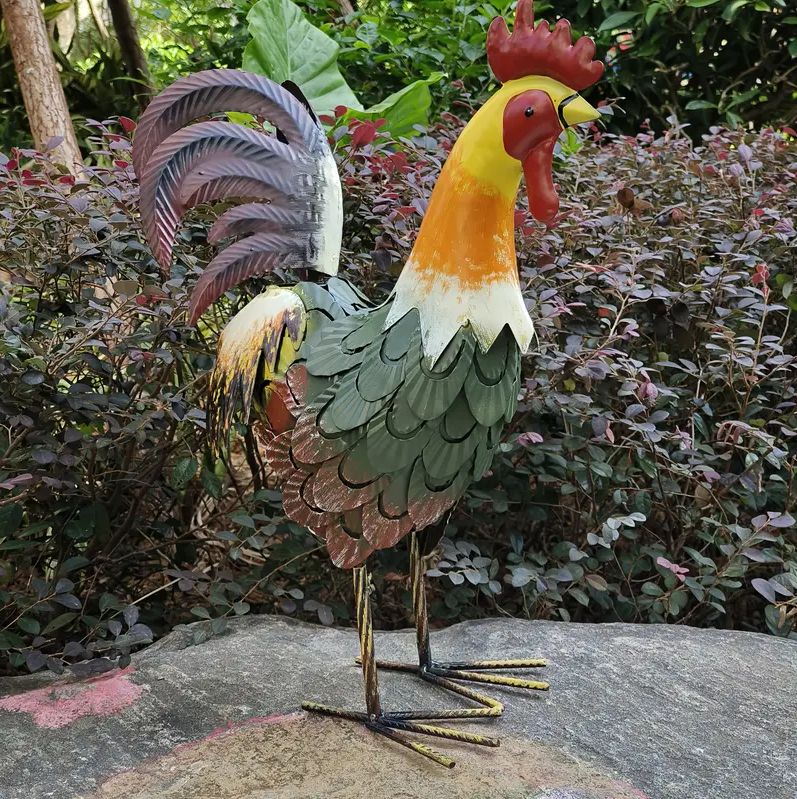Metal Rooster Statue