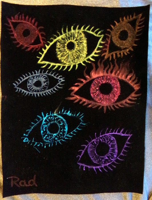 Art Original Black Velvet EYES of GOD