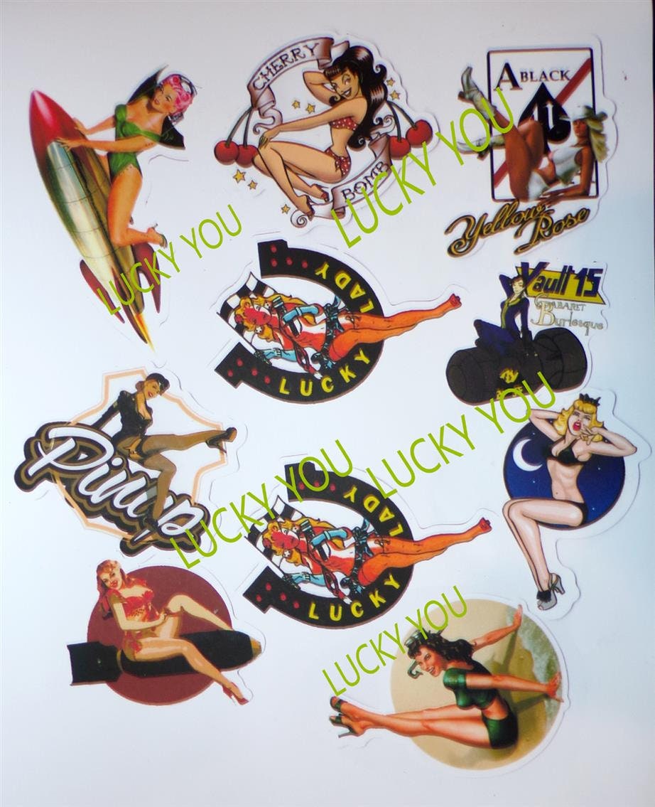 Random Pin Up Vinyl Stickers Set of 6