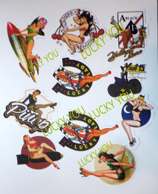 Random Pin Up Vinyl Stickers Set of 6
