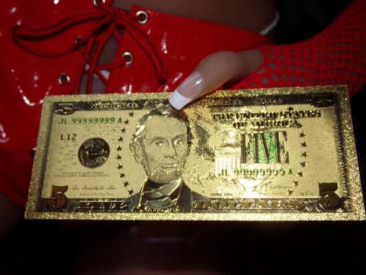 THE POWER OF 5  gold foil 5 dollar bill