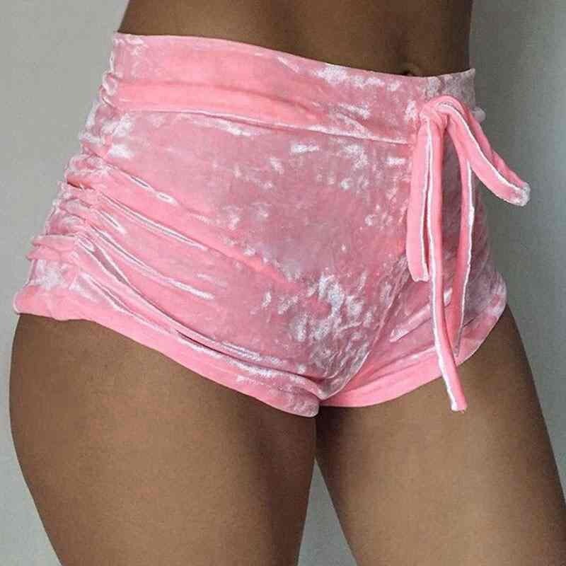 Pink Crushed Velvet Cherry Cupcake Shorts