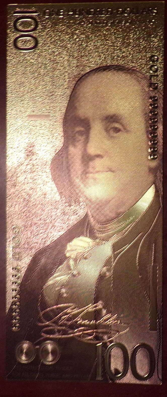 New Economy 100 Dollar Bill Gold Foil