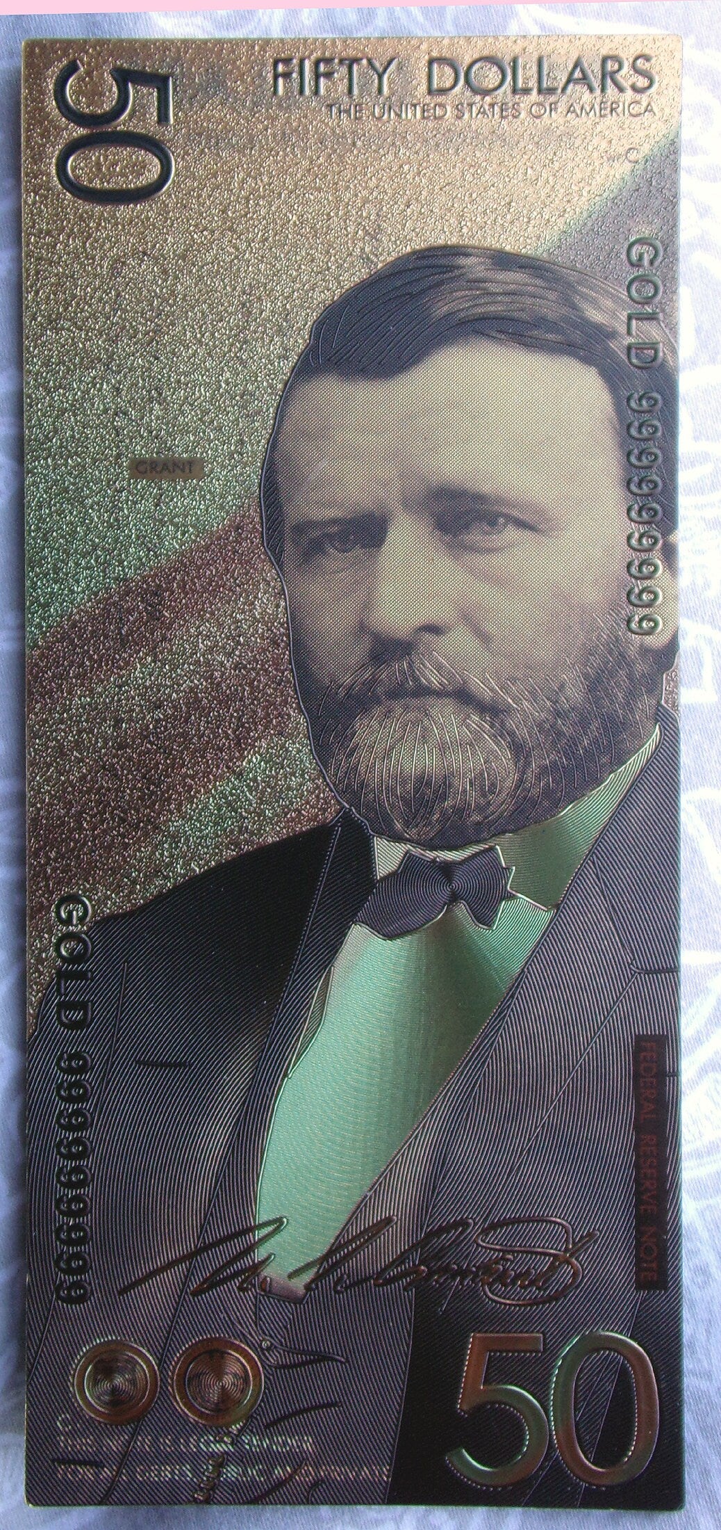 50 50 100  Gold Foil and Glow Notes  New  money currency federal reserve