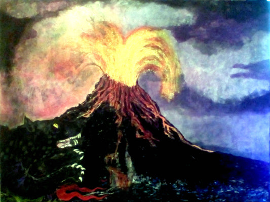 ORIGINAL ART Painting Volcano 1 2 3