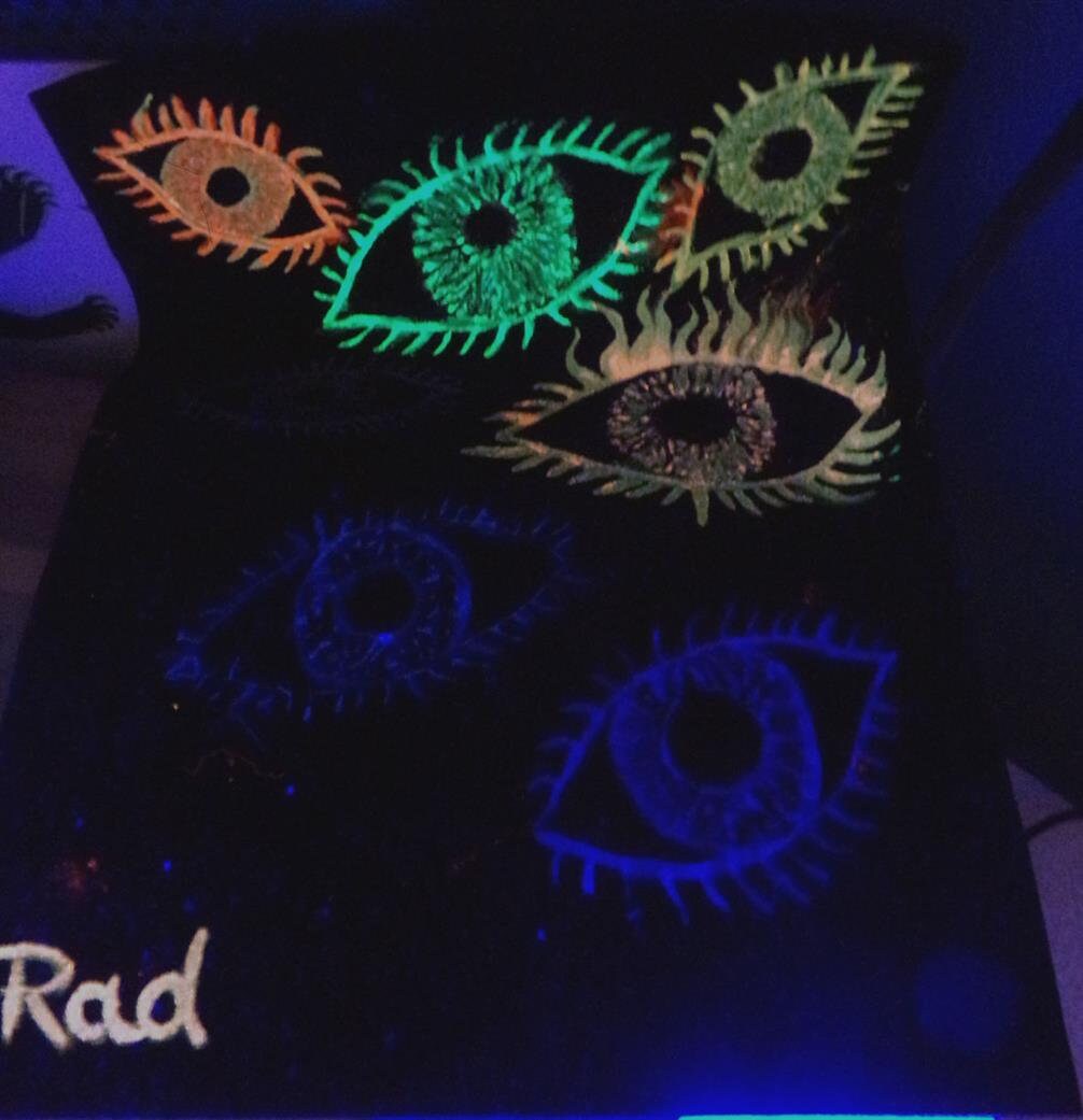 Art Original Black Velvet EYES of GOD