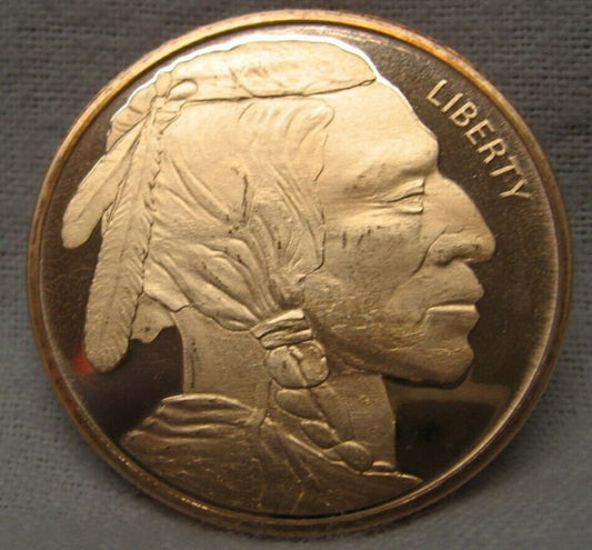 1 Troy Ounce COPPER  Indian Head Coin + 2 bonus novelty coins