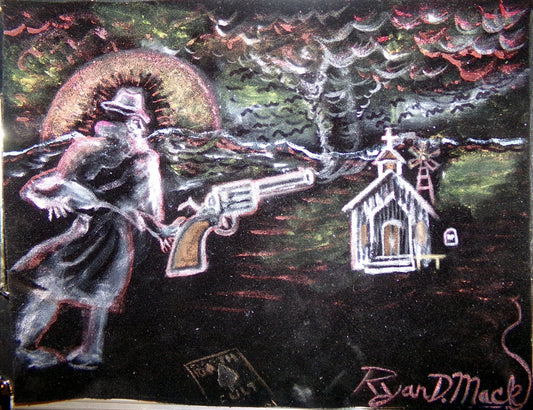 Velvet Black Light Painting  'Old Rusty's Magic Colt.'