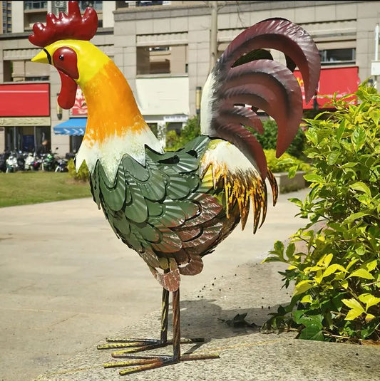 Metal Rooster Statue